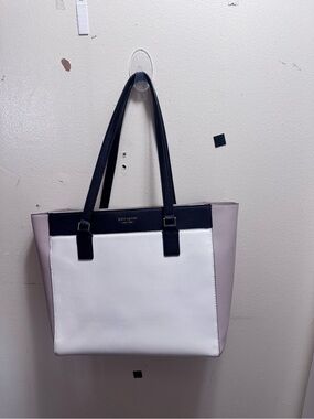 kate spade White, nude & Black Colorblock Leather Tote